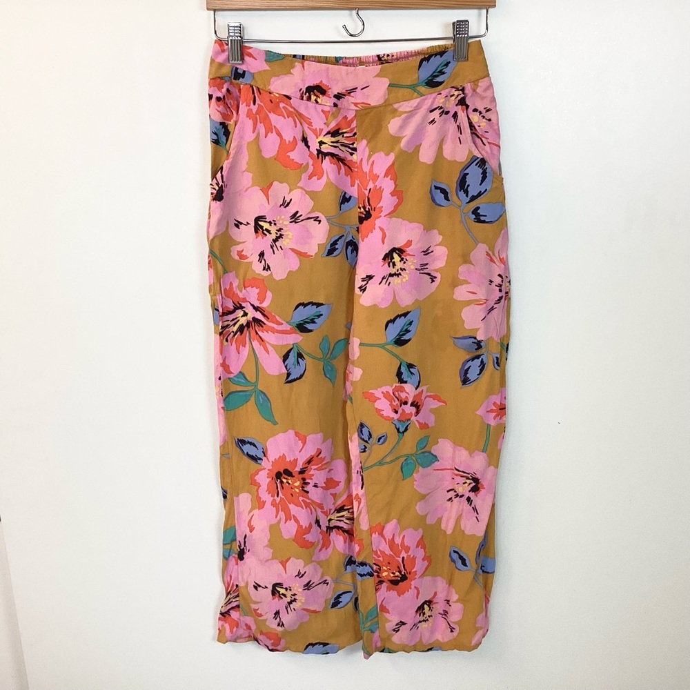Billabong Cut Through Floral Pull On Pants - Mustard/Pink - M